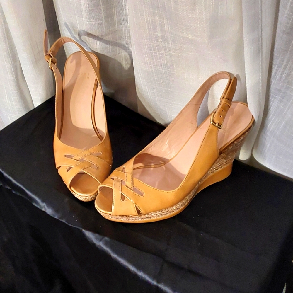 Stuart Weitsman Sling Back Peep Toe Wedge